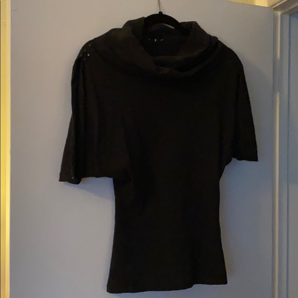 Theory grey fine wool turtle neck 1/2 sleeve top
